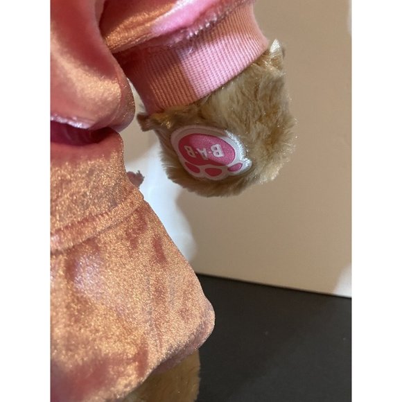 Build-A-Bear Tan Bunny Floppy Ears w/Pink Velvet Rhinestone Hoodie Skirt Outfit - Picture 15 of 16